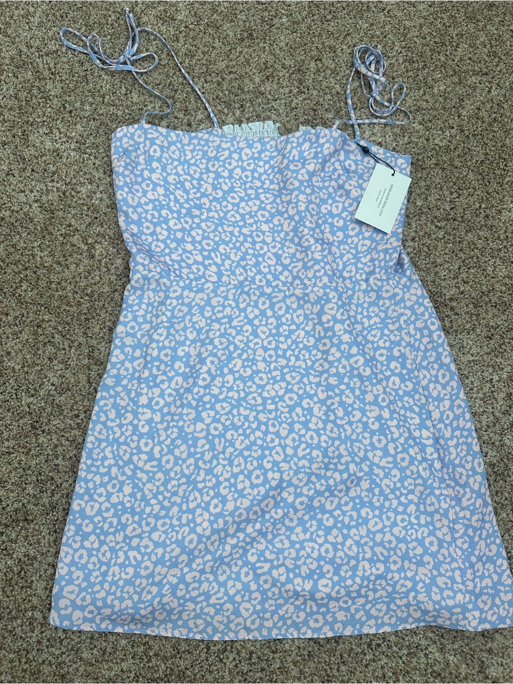 RESA Light Blue & Pink Leopard Print Spaghetti Strap Kids Dress